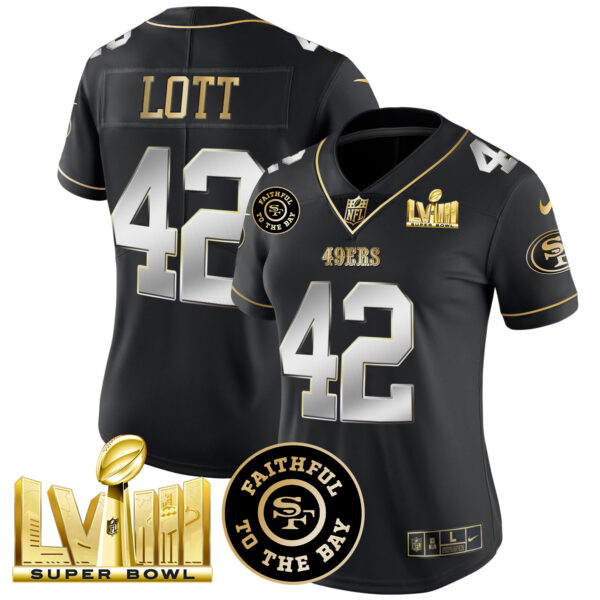 Women's 49ers Faithful & Super Bowl LVIII Gold Patch Vapor Jersey - All Stitched - Image 39