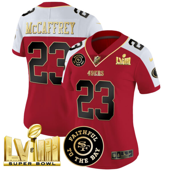 Women's 49ers Faithful & Super Bowl LVIII Gold Patch Vapor Jersey - All Stitched - Image 41