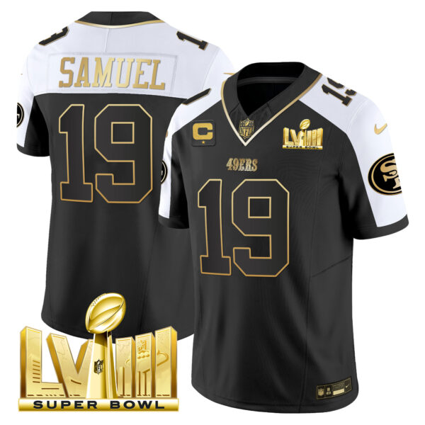 Men's 49ers Super Bowl LVIII Gold Patch Vapor Jersey V2 - All Stitched - Image 2