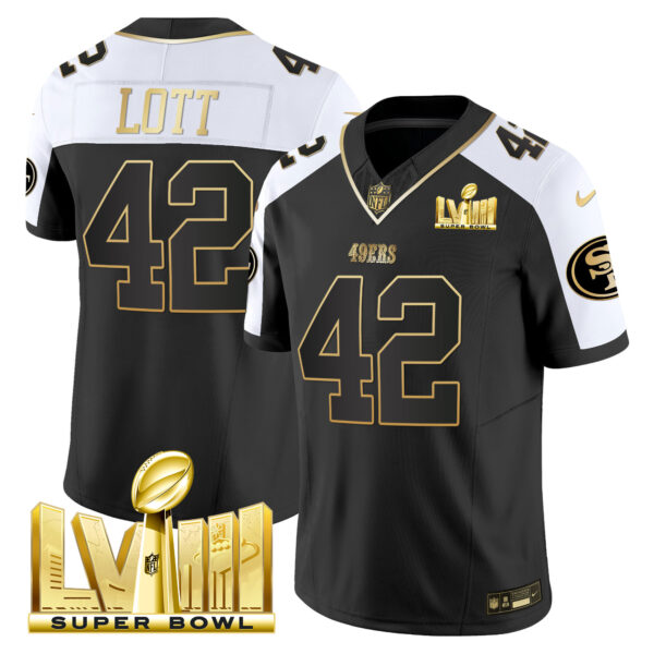 Men's 49ers Super Bowl LVIII Gold Patch Vapor Jersey V2 - All Stitched - Image 9