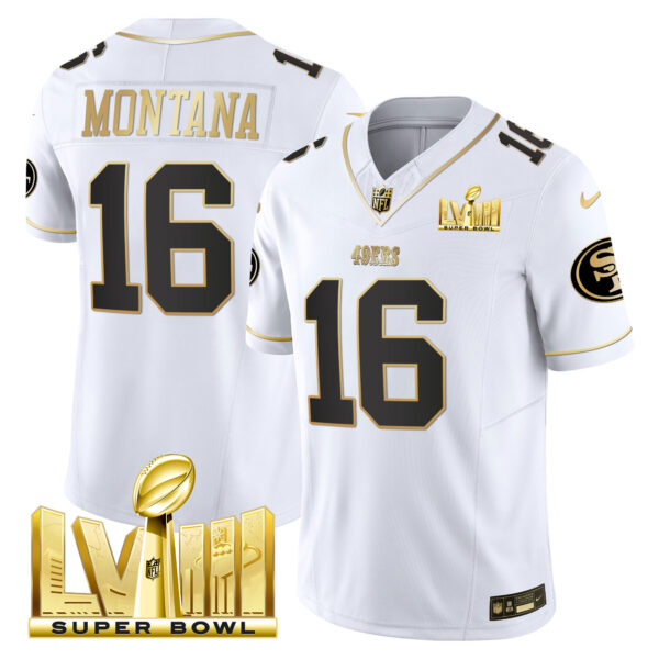 Men's 49ers Super Bowl LVIII Gold Patch Vapor Jersey V2 - All Stitched - Image 28