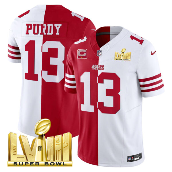 Men's 49ers Super Bowl LVIII Gold Patch Vapor Jersey V2 - All Stitched - Image 33