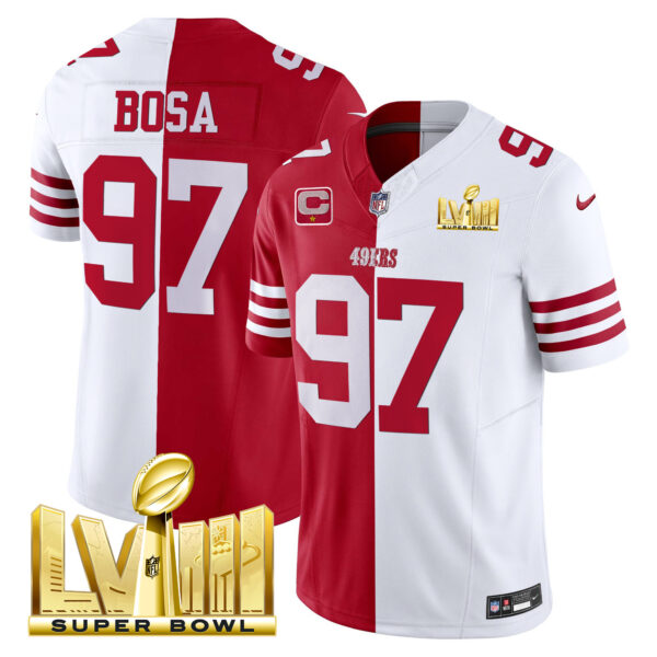Men's 49ers Super Bowl LVIII Gold Patch Vapor Jersey V2 - All Stitched - Image 37