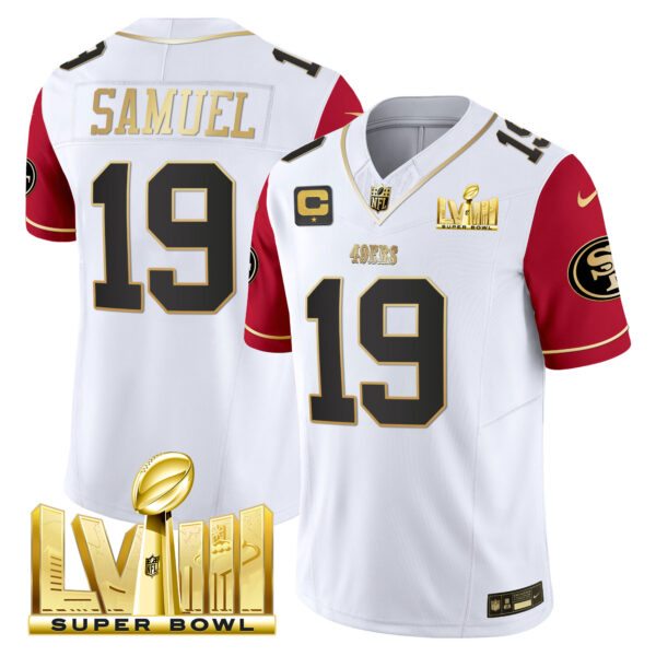 Men's 49ers Super Bowl LVIII Gold Patch Vapor Jersey V2 - All Stitched - Image 42
