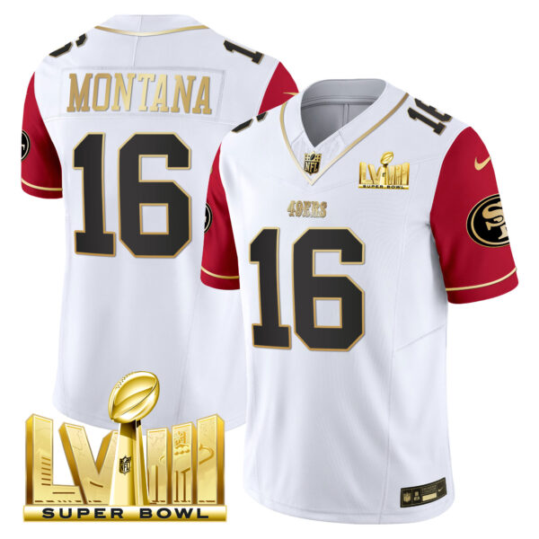 Men's 49ers Super Bowl LVIII Gold Patch Vapor Jersey V2 - All Stitched - Image 48