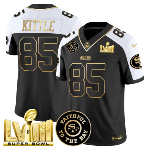 Men's 49ers Faithful & Super Bowl LVIII Gold Patch Vapor Jersey V2 - All Stitched - Image 4