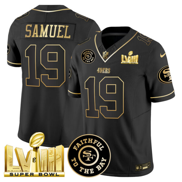 Men's 49ers Faithful & Super Bowl LVIII Gold Patch Vapor Jersey V2 - All Stitched - Image 12