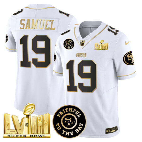 Men's 49ers Faithful & Super Bowl LVIII Gold Patch Vapor Jersey V2 - All Stitched - Image 22