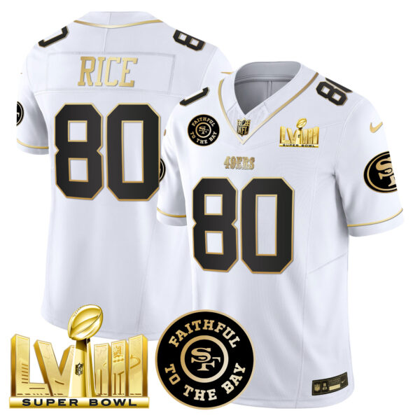 Men's 49ers Faithful & Super Bowl LVIII Gold Patch Vapor Jersey V2 - All Stitched - Image 26