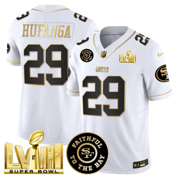 Men's 49ers Faithful & Super Bowl LVIII Gold Patch Vapor Jersey V2 - All Stitched - Image 30
