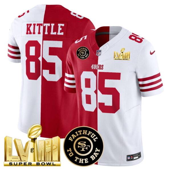 Men's 49ers Faithful & Super Bowl LVIII Gold Patch Vapor Jersey V2 - All Stitched - Image 34