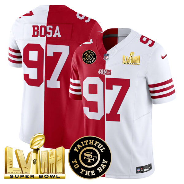 Men's 49ers Faithful & Super Bowl LVIII Gold Patch Vapor Jersey V2 - All Stitched - Image 37