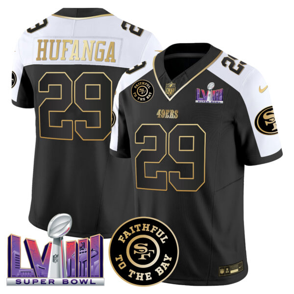 Men's 49ers Faithful & Super Bowl LVIII Patch Vapor Jersey V2 - All Stitched - Image 10