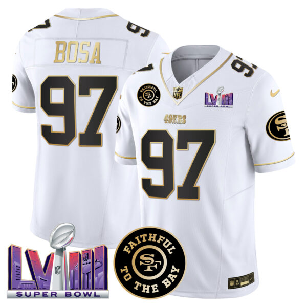 Men's 49ers Faithful & Super Bowl LVIII Patch Vapor Jersey V2 - All Stitched - Image 27
