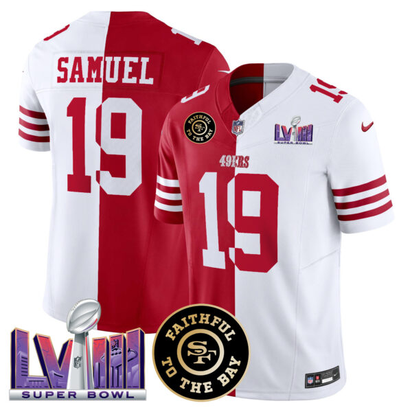 Men's 49ers Faithful & Super Bowl LVIII Patch Vapor Jersey V2 - All Stitched - Image 32