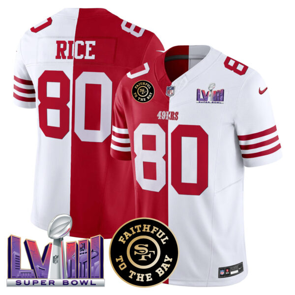 Men's 49ers Faithful & Super Bowl LVIII Patch Vapor Jersey V2 - All Stitched - Image 36