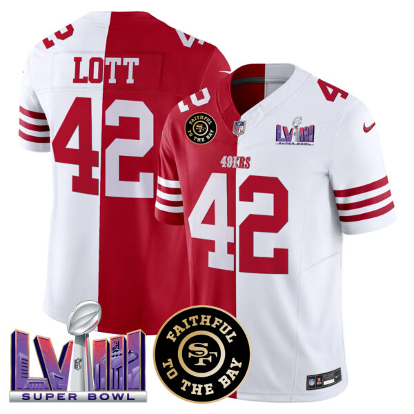 Men's 49ers Faithful & Super Bowl LVIII Patch Vapor Jersey V2 - All Stitched - Image 39