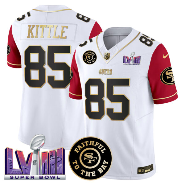 Men's 49ers Faithful & Super Bowl LVIII Patch Vapor Jersey V2 - All Stitched - Image 44