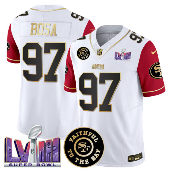 Men's 49ers Faithful & Super Bowl LVIII Patch Vapor Jersey V2 - All Stitched - Image 47
