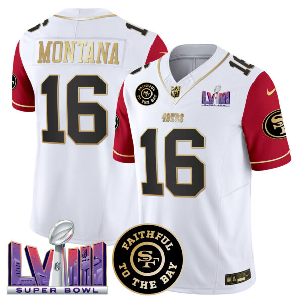 Men's 49ers Faithful & Super Bowl LVIII Patch Vapor Jersey V2 - All Stitched - Image 48