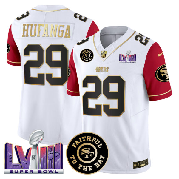 Men's 49ers Faithful & Super Bowl LVIII Patch Vapor Jersey V2 - All Stitched - Image 50