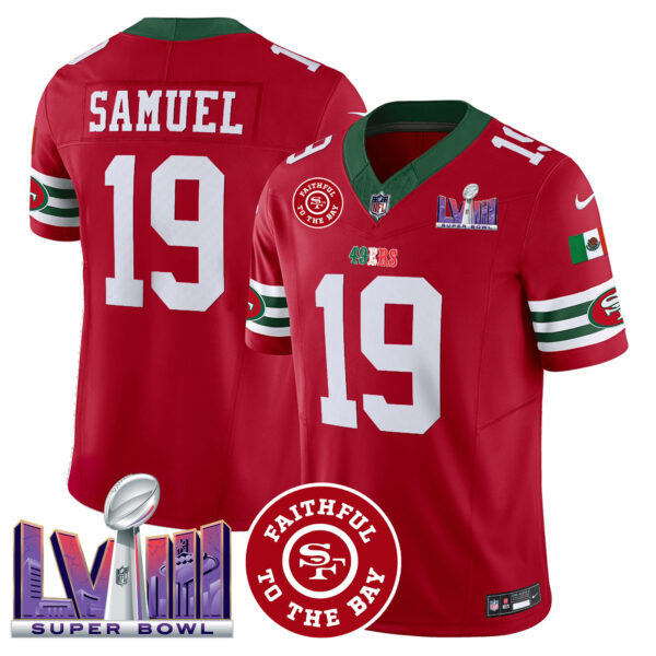 Men's 49ers Mexico Faithful & Super Bowl LVIII Patch Vapor Jersey - All Stitched - Image 13