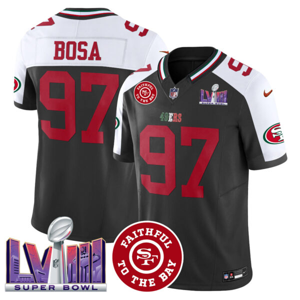 Men's 49ers Mexico Faithful & Super Bowl LVIII Patch Vapor Jersey - All Stitched - Image 37