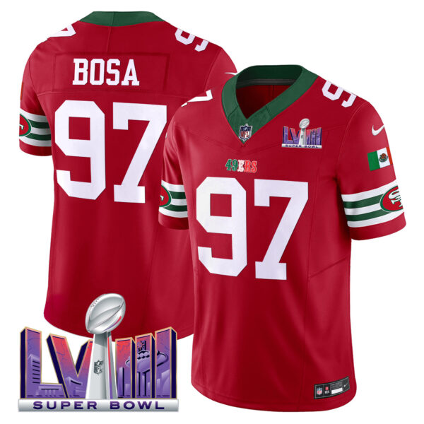 Men's 49ers Mexico Super Bowl LVIII Patch Vapor Jersey - All Stitched - Image 17