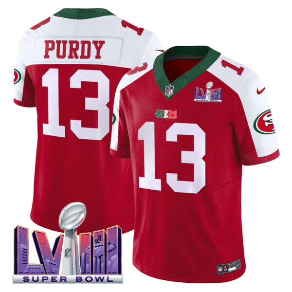 Men's 49ers Mexico Super Bowl LVIII Patch Vapor Jersey - All Stitched - Image 44
