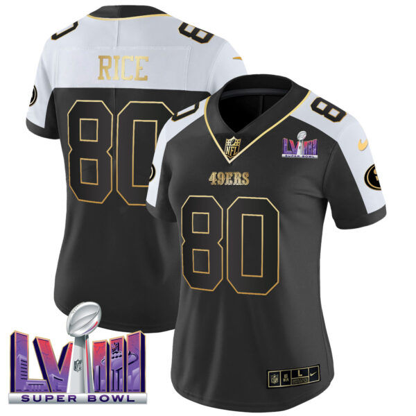 Women's 49ers Super Bowl LVIII Patch Vapor Jersey V2 - All Stitched - Image 6