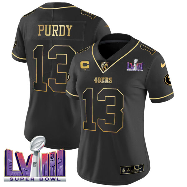 Women's 49ers Super Bowl LVIII Patch Vapor Jersey V2 - All Stitched - Image 13