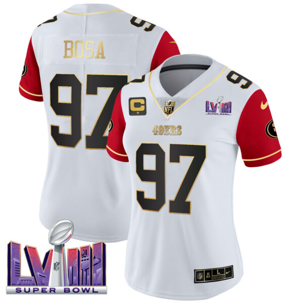 Women's 49ers Super Bowl LVIII Patch Vapor Jersey V2 - All Stitched - Image 47