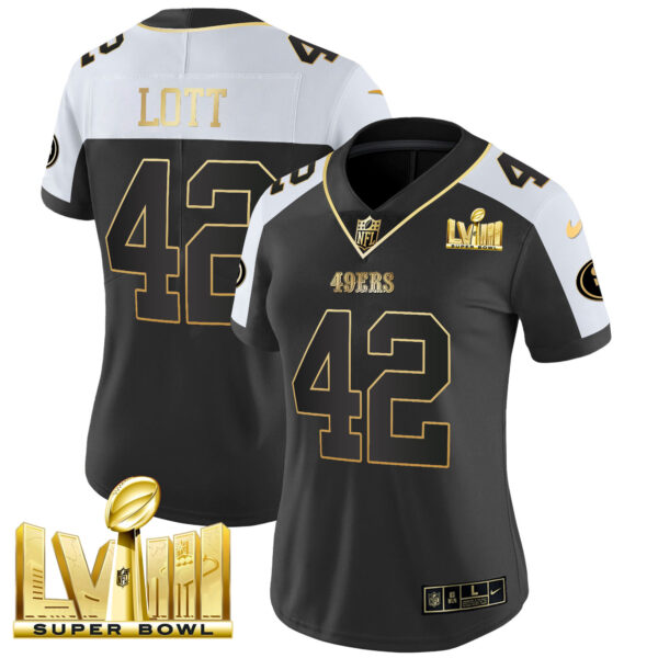 Women's 49ers Super Bowl LVIII Gold Patch Vapor Jersey V2 - All Stitched - Image 9