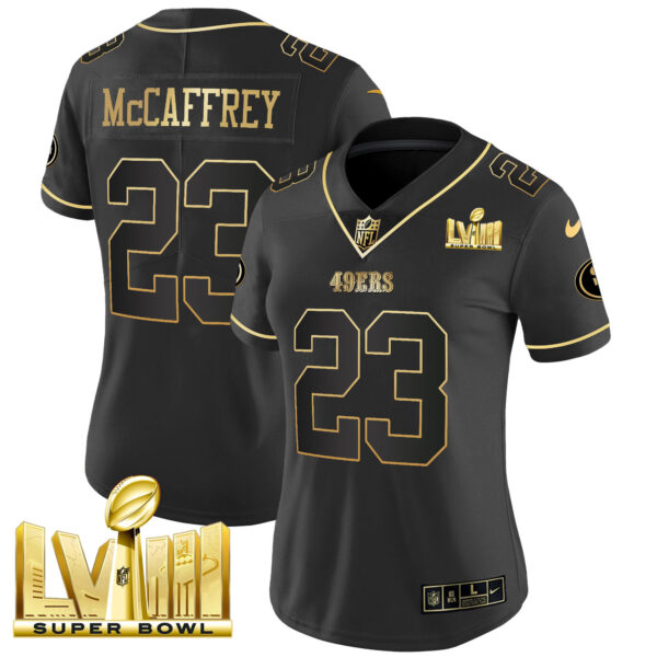 Women's 49ers Super Bowl LVIII Gold Patch Vapor Jersey V2 - All Stitched - Image 11