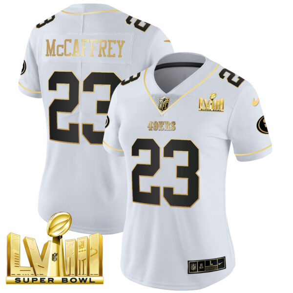 Women's 49ers Super Bowl LVIII Gold Patch Vapor Jersey V2 - All Stitched - Image 21