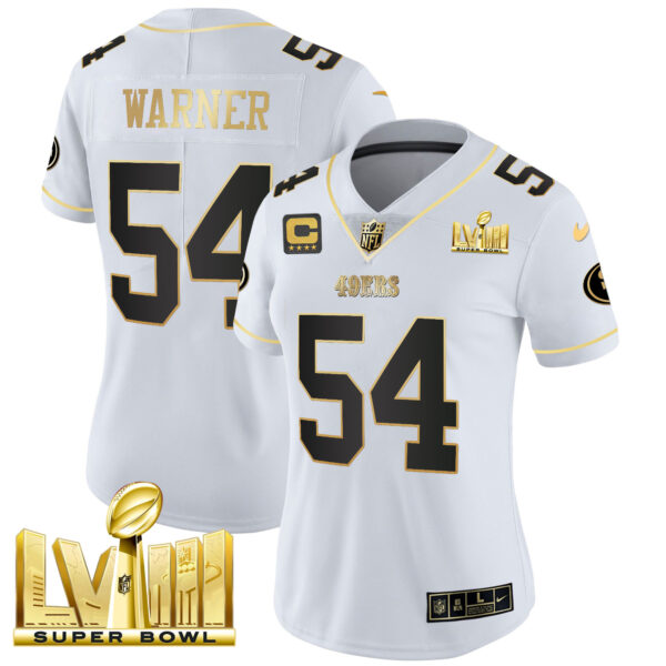 Women's 49ers Super Bowl LVIII Gold Patch Vapor Jersey V2 - All Stitched - Image 25