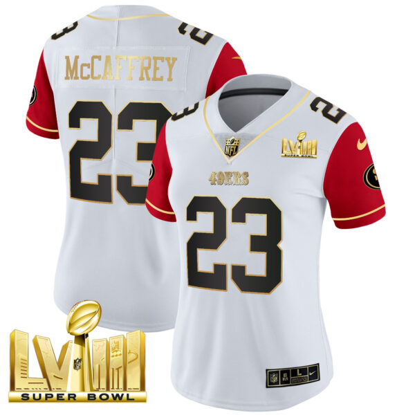 Women's 49ers Super Bowl LVIII Gold Patch Vapor Jersey V2 - All Stitched - Image 41