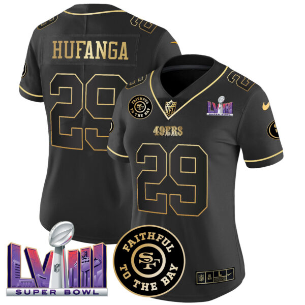 Women's 49ers Faithful & Super Bowl LVIII Patch Vapor Jersey V2 - All Stitched - Image 20