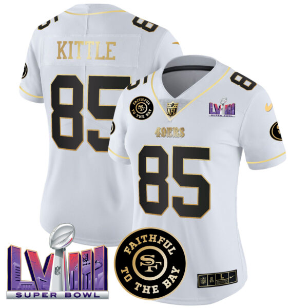 Women's 49ers Faithful & Super Bowl LVIII Patch Vapor Jersey V2 - All Stitched - Image 24