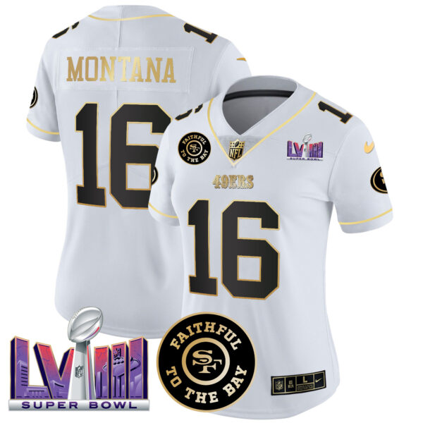 Women's 49ers Faithful & Super Bowl LVIII Patch Vapor Jersey V2 - All Stitched - Image 28