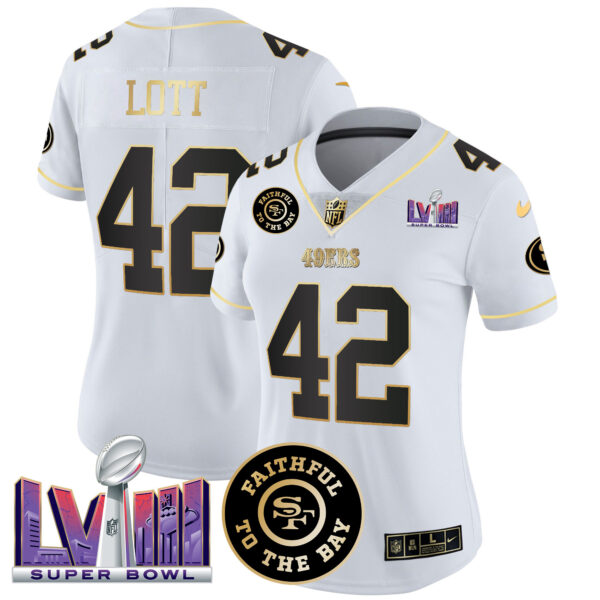 Women's 49ers Faithful & Super Bowl LVIII Patch Vapor Jersey V2 - All Stitched - Image 29