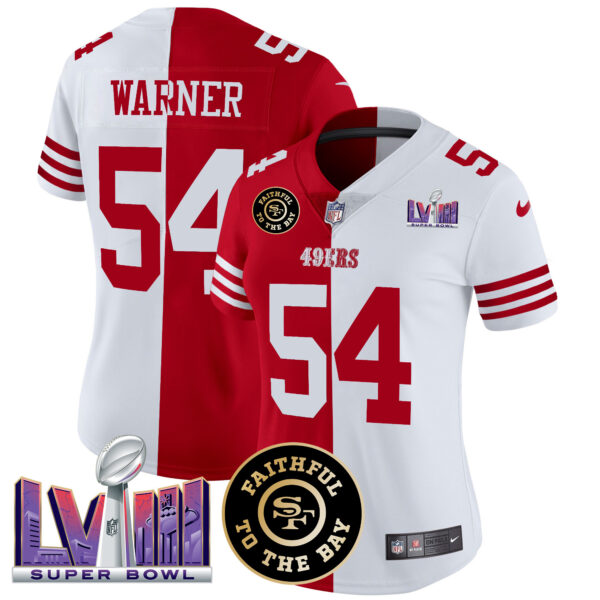 Women's 49ers Faithful & Super Bowl LVIII Patch Vapor Jersey V2 - All Stitched - Image 35