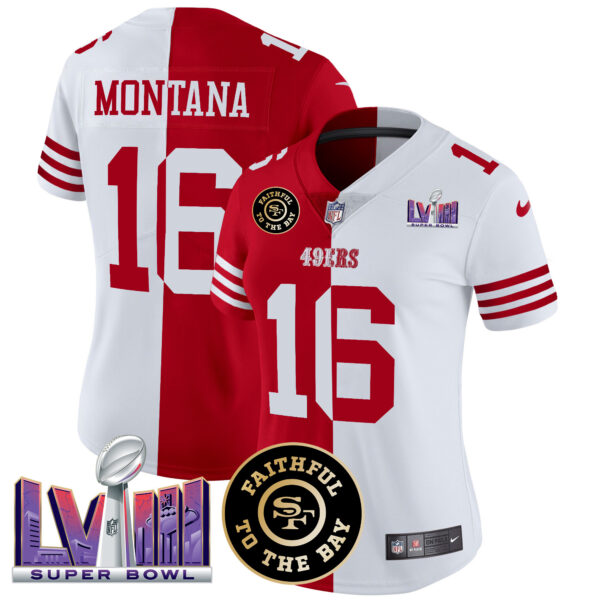 Women's 49ers Faithful & Super Bowl LVIII Patch Vapor Jersey V2 - All Stitched - Image 38