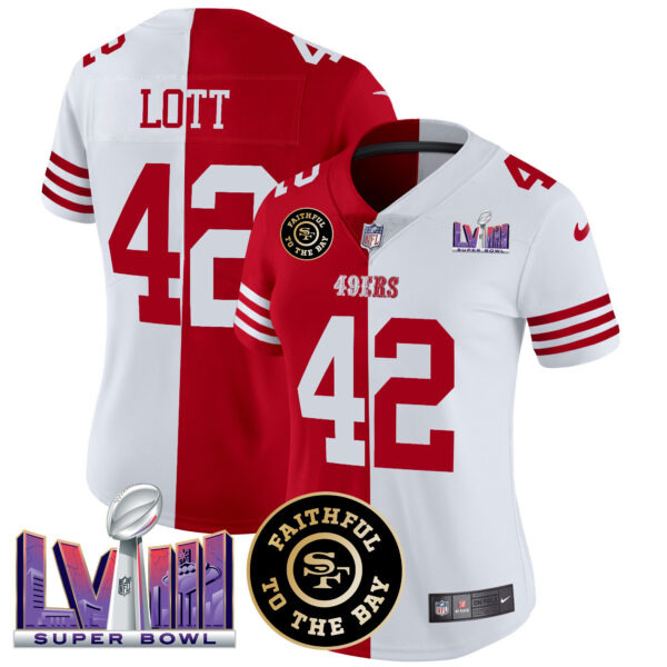 Women's 49ers Faithful & Super Bowl LVIII Patch Vapor Jersey V2 - All Stitched - Image 39