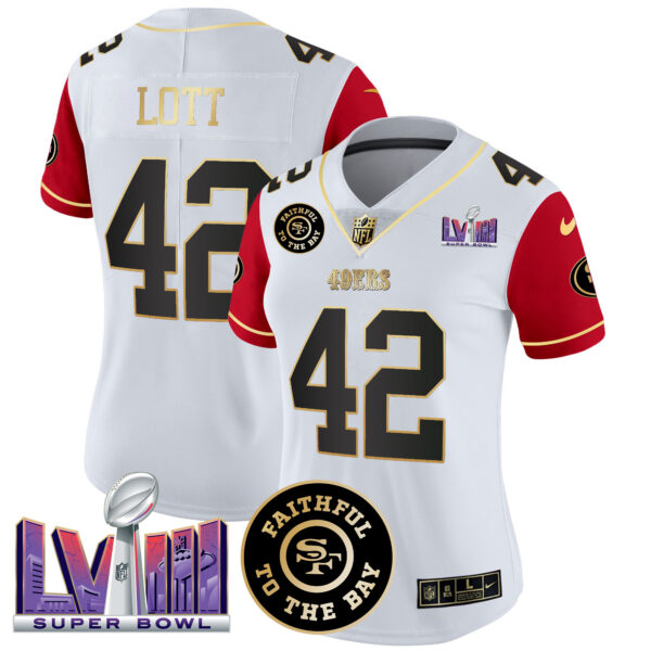 Women's 49ers Faithful & Super Bowl LVIII Patch Vapor Jersey V2 - All Stitched - Image 49