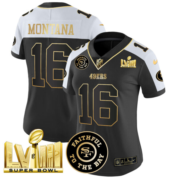 Women's 49ers Faithful & Super Bowl LVIII Gold Patch Vapor Jersey V2 - All Stitched - Image 8