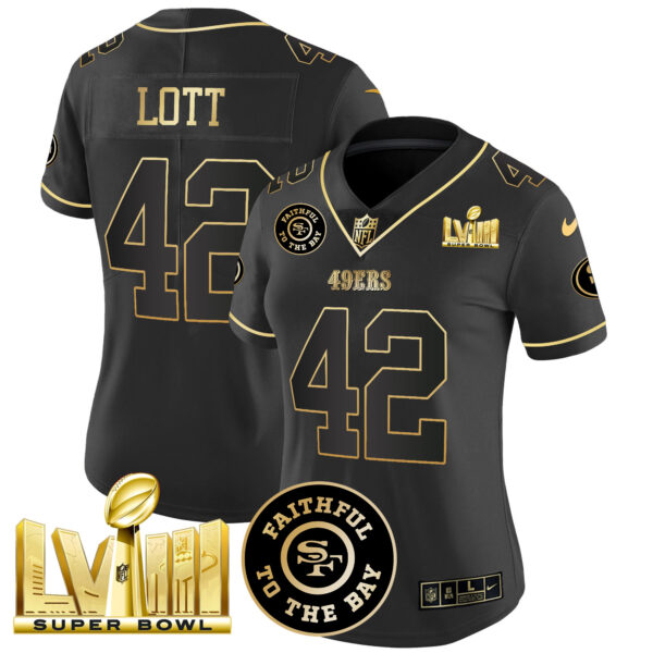 Women's 49ers Faithful & Super Bowl LVIII Gold Patch Vapor Jersey V2 - All Stitched - Image 19