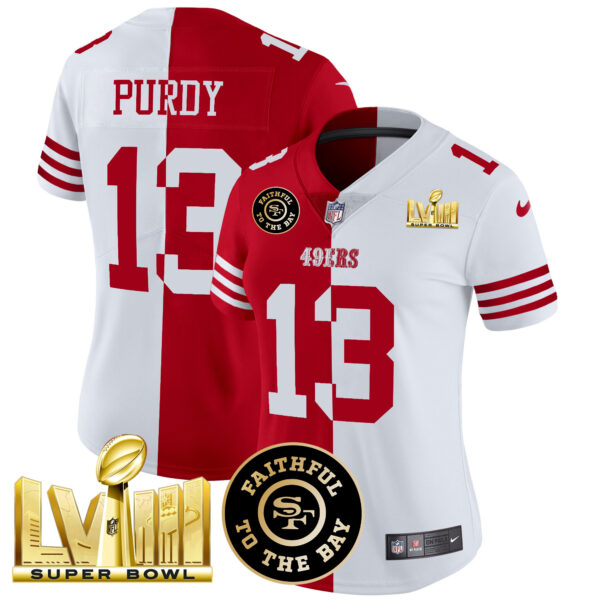 Women's 49ers Faithful & Super Bowl LVIII Gold Patch Vapor Jersey V2 - All Stitched - Image 33