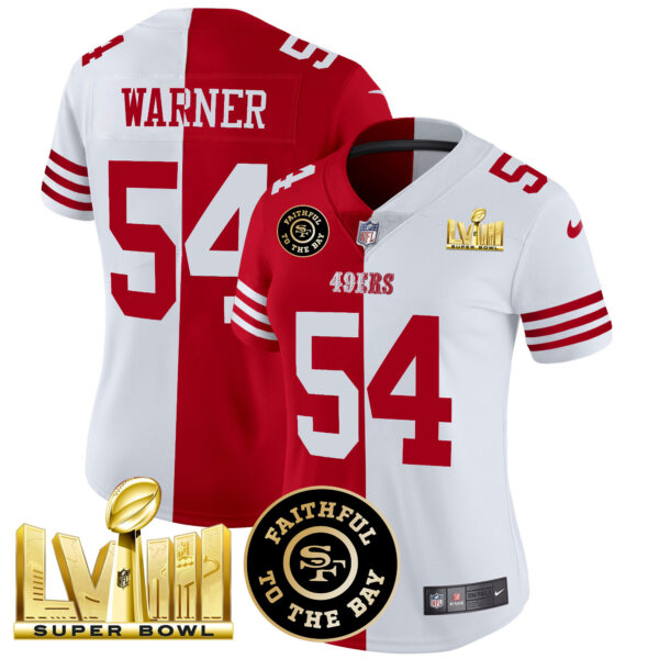 Women's 49ers Faithful & Super Bowl LVIII Gold Patch Vapor Jersey V2 - All Stitched - Image 35