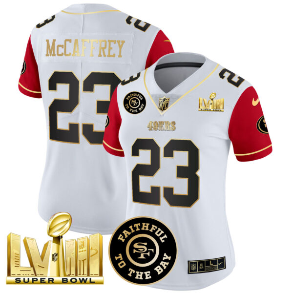 Women's 49ers Faithful & Super Bowl LVIII Gold Patch Vapor Jersey V2 - All Stitched - Image 41